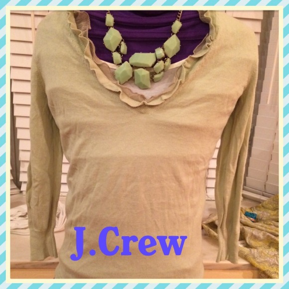 J.Crew light green sweater with ruffle collar