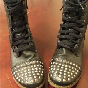 Combat boots with silver studs