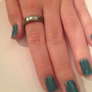 Metallic silver multicolored ring