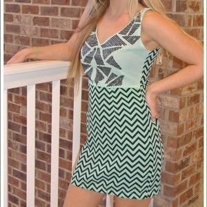 Blue chevron dress. Size medium.  Brand new.