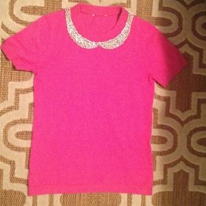 Embellished Peter Pan collar knit tee