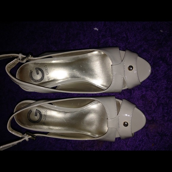 Guess low heel beige heels.