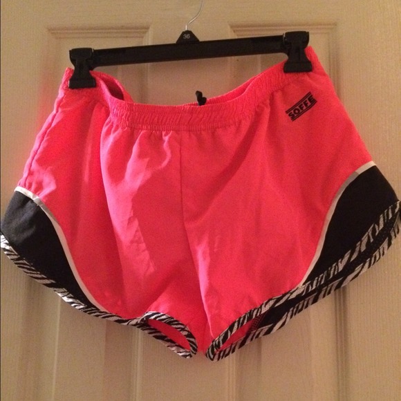 Pink/zebra print soffe shorts.
