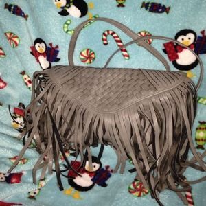 Grey fringe purse