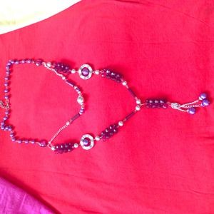 new women necklace 14" purple, lilac, silver