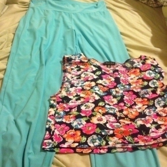 Light blue soft pants.
