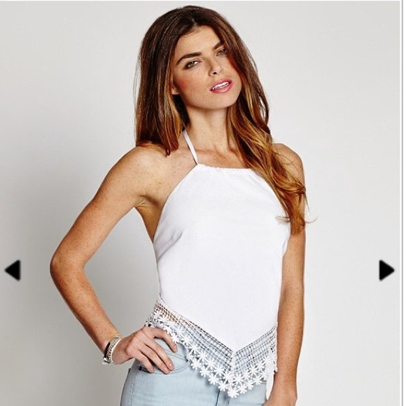 GUESS white crotchet halter top