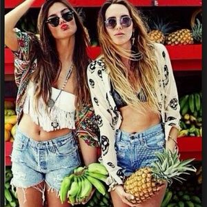 Skull Chiffon Button Up Blouse