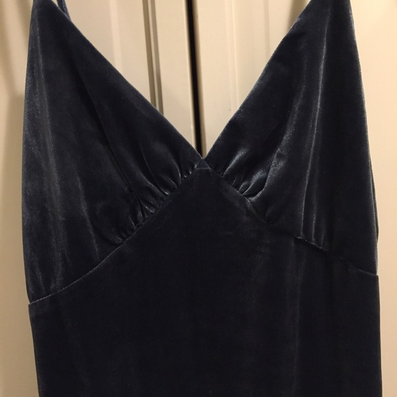 SOLD. Blue/Gray Velvet Slip Dress - Picture 2 of 2