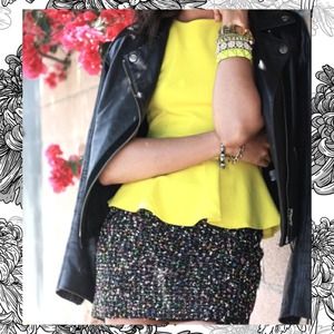 Neon Yellow Peplum Top