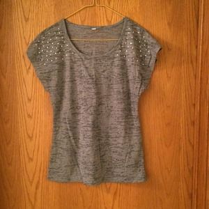 Gray women top small with silver metal dots
