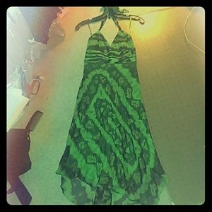 BCBGMaxAzria 100% Silk XS midi halter dress