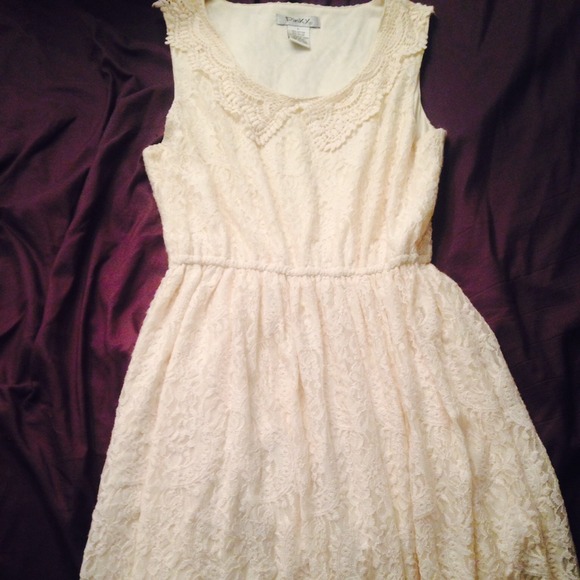 Cream ruffle top dress