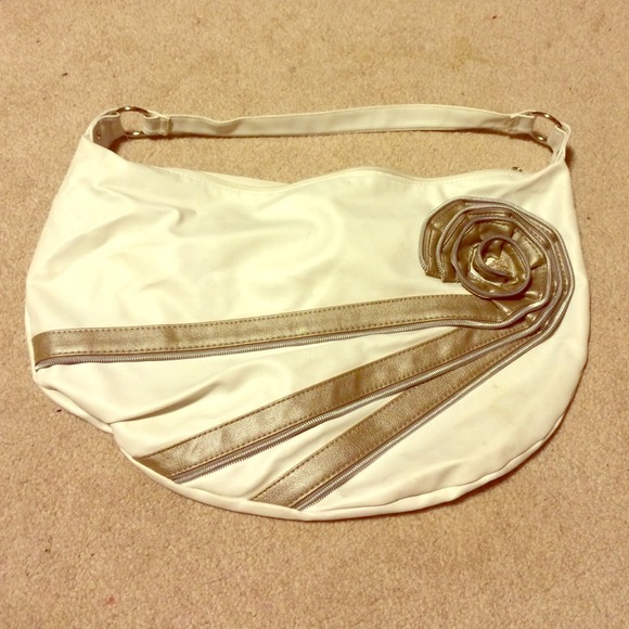 White faux leather purse