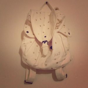 White Polka Dotted Backpack