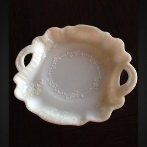 Htf Victorian Pressed Milk Glass Plate Starflower