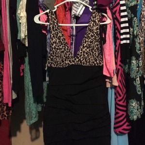 Black and Cheetah body-con dress