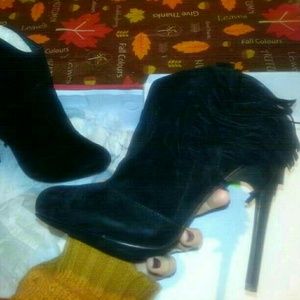 Akira black fringe booties