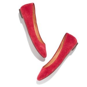 Madewell Red Suede Skimmer Flats.