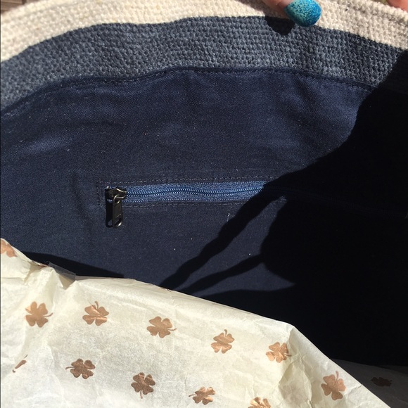 Lucky Brand nautical striped tote bag blue white - Picture 3 of 6