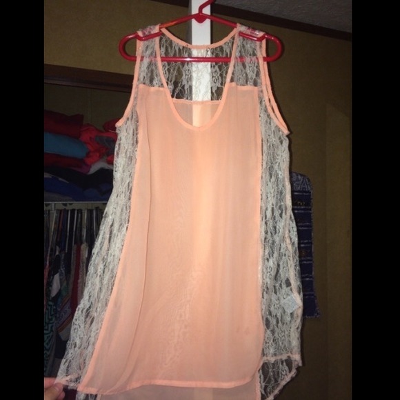 Peach and lace tank