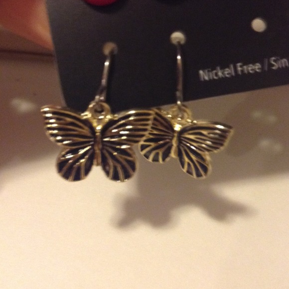 Black and gold butterfly earrings