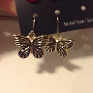 Black and gold butterfly earrings