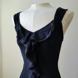 White House Black Market Fancy Black Tank Ruffles