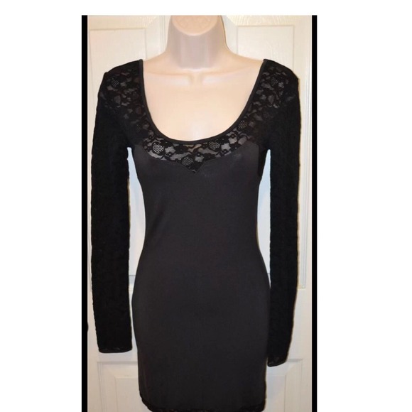 Free People Black with Lace Bodycon Dre