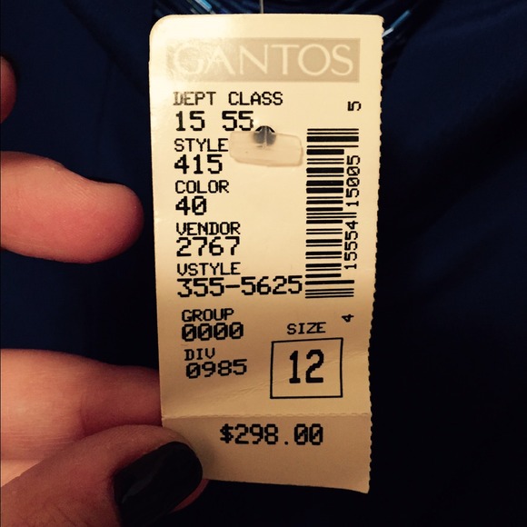 Royal blue floor length dress with front beading - Picture 3 of 3