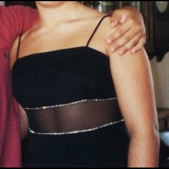 Sexy black floor length dress with sheer panel - Picture 4 of 4