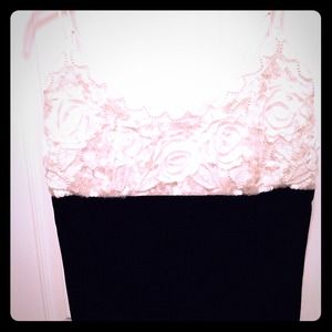 White and black velvet evening gown