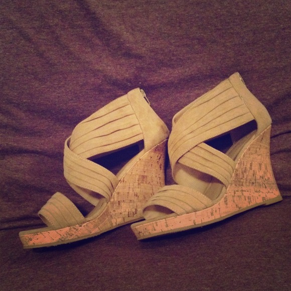Nude Wrap Cork Wedge