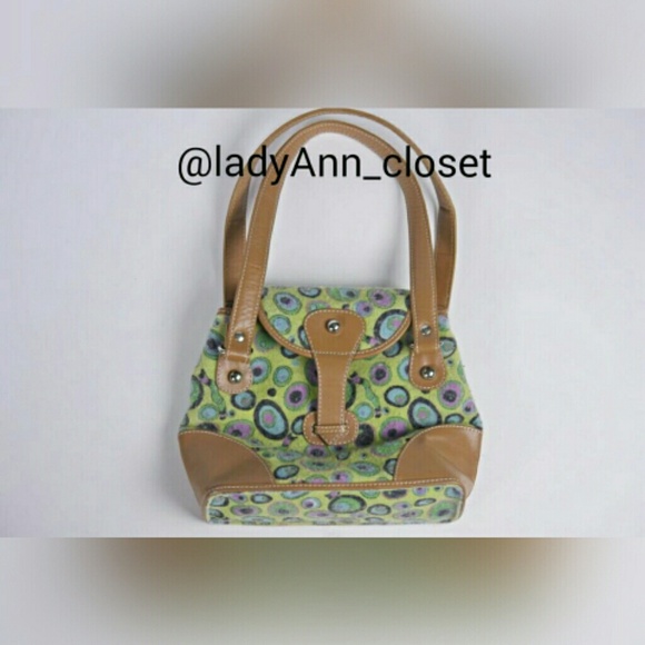 Green and brown handbag
