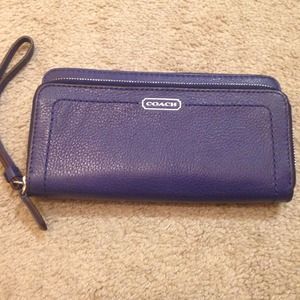 Blue leather Coach wallet/wristlet