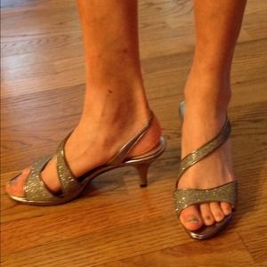 Shines Silver evening platform sandals