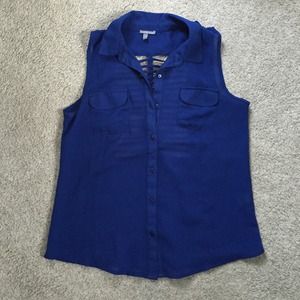 Blue tank with semi open back