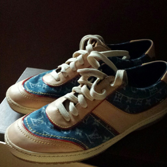 Authentic Louis Vuitton denim sneakers size 37