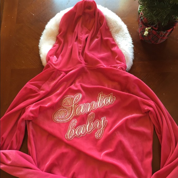 Victoria's Secret Sweaters - Victoria Secret "Santa Baby" hot pink zip up