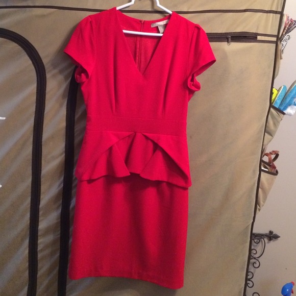 Lipstick Red Peplum Dress Size Medium