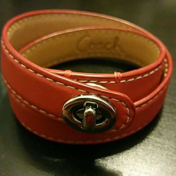 Authentic Coach Red Leather Wrap Bracelet