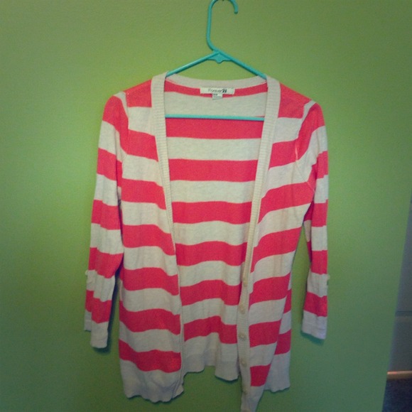 🔴SOLD🔴Orange/tan striped forever 21 cardigan