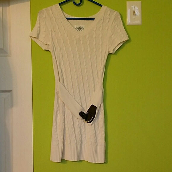 White sweater dress