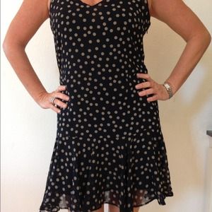 Zara Polk a dot dress in blue/beige