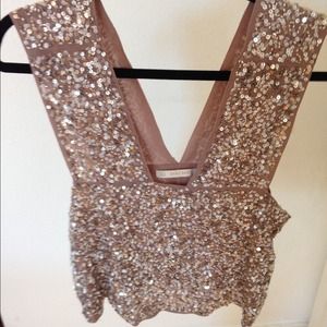 Zara sparkly beige top