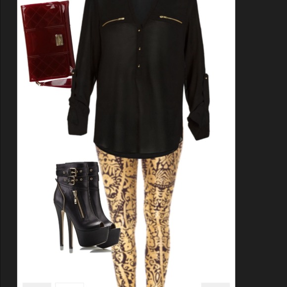 Gold foil leggings