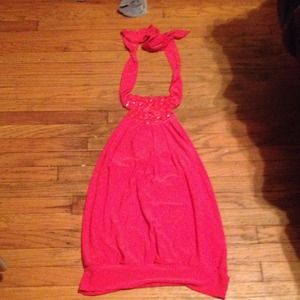 Pink sleeveless top with straps