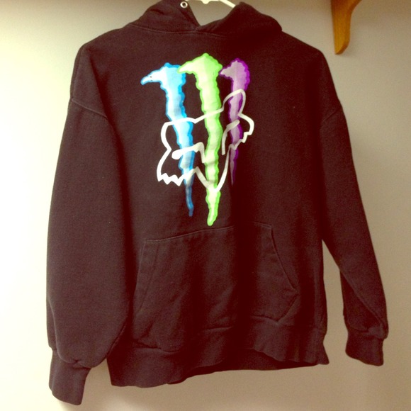 Monster Energy sweatshirt.