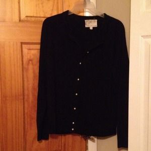 Black button up sweater with pearl buttons