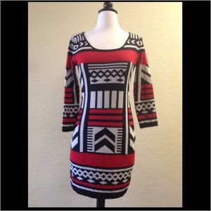 Aztec Print Sweater Dress